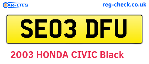 SE03DFU are the vehicle registration plates.
