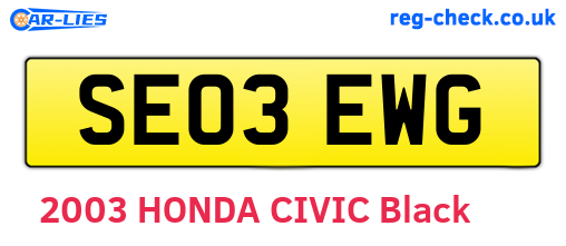 SE03EWG are the vehicle registration plates.