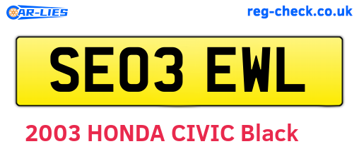 SE03EWL are the vehicle registration plates.