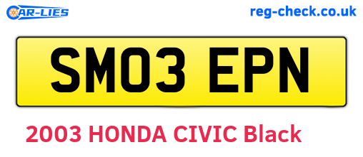 SM03EPN are the vehicle registration plates.