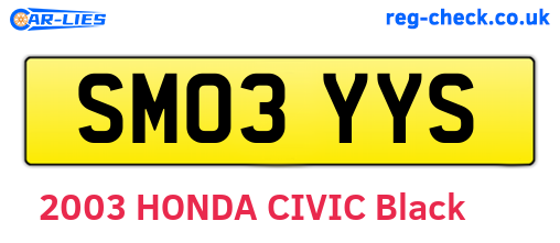 SM03YYS are the vehicle registration plates.