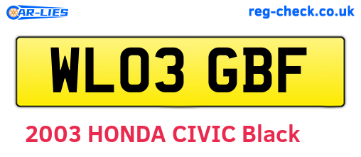 WL03GBF are the vehicle registration plates.