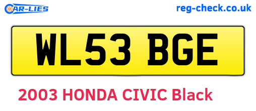 WL53BGE are the vehicle registration plates.