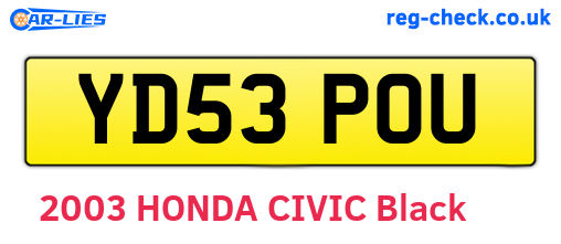 YD53POU are the vehicle registration plates.