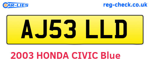 AJ53LLD are the vehicle registration plates.