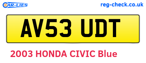 AV53UDT are the vehicle registration plates.