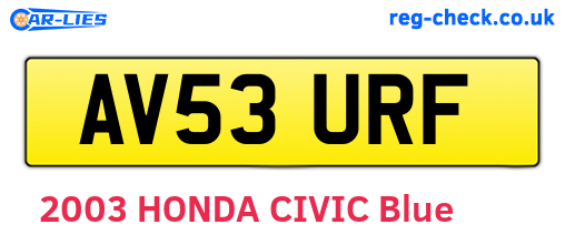 AV53URF are the vehicle registration plates.