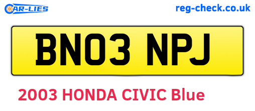 BN03NPJ are the vehicle registration plates.