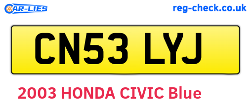CN53LYJ are the vehicle registration plates.