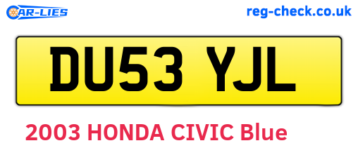 DU53YJL are the vehicle registration plates.