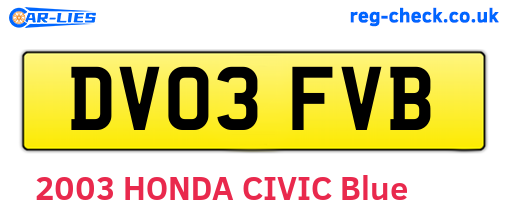 DV03FVB are the vehicle registration plates.