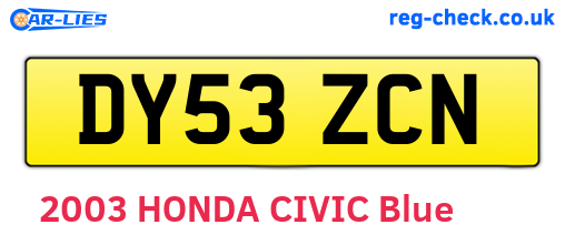 DY53ZCN are the vehicle registration plates.