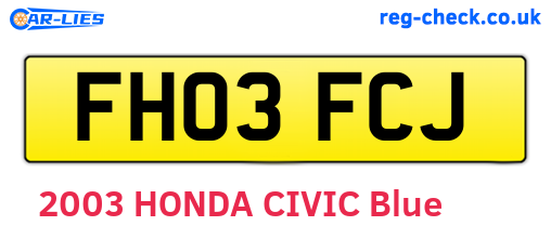 FH03FCJ are the vehicle registration plates.