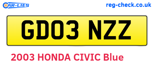 GD03NZZ are the vehicle registration plates.