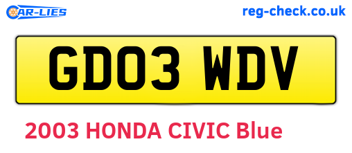 GD03WDV are the vehicle registration plates.