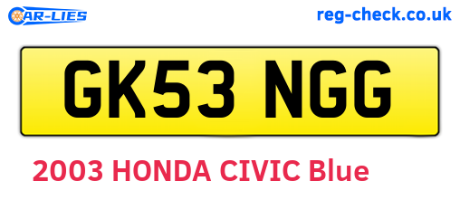 GK53NGG are the vehicle registration plates.