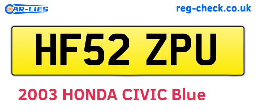 HF52ZPU are the vehicle registration plates.
