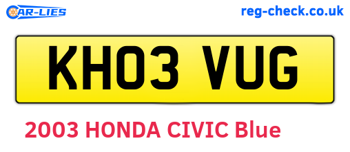 KH03VUG are the vehicle registration plates.
