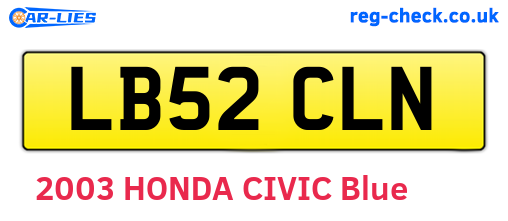 LB52CLN are the vehicle registration plates.