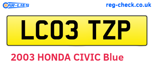 LC03TZP are the vehicle registration plates.