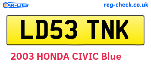 LD53TNK are the vehicle registration plates.