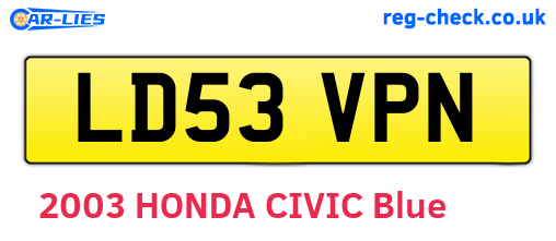LD53VPN are the vehicle registration plates.