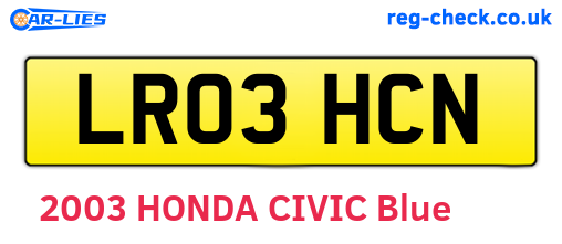 LR03HCN are the vehicle registration plates.