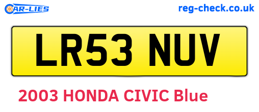 LR53NUV are the vehicle registration plates.
