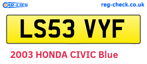 LS53VYF are the vehicle registration plates.