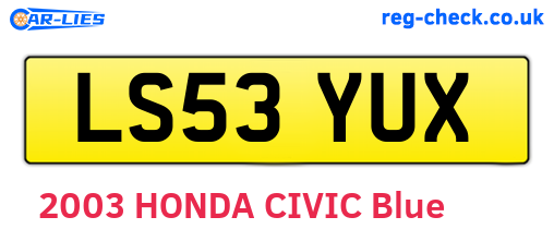 LS53YUX are the vehicle registration plates.