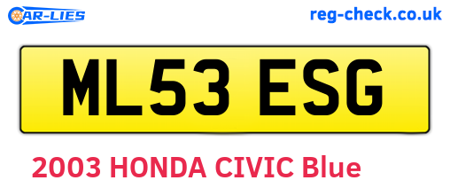 ML53ESG are the vehicle registration plates.