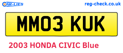 MM03KUK are the vehicle registration plates.