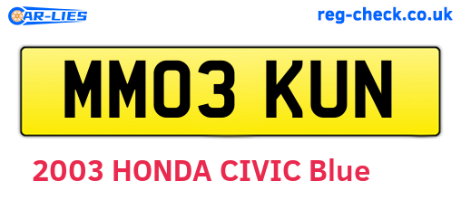 MM03KUN are the vehicle registration plates.