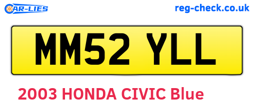MM52YLL are the vehicle registration plates.