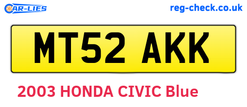 MT52AKK are the vehicle registration plates.