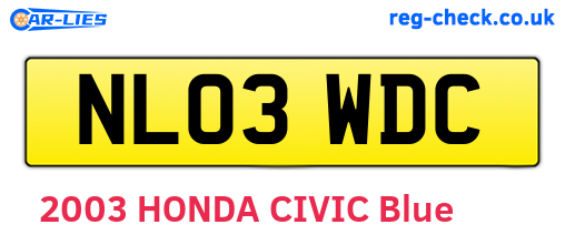 NL03WDC are the vehicle registration plates.