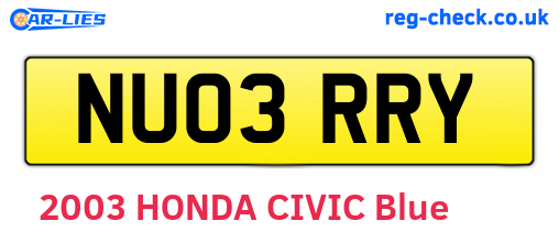 NU03RRY are the vehicle registration plates.
