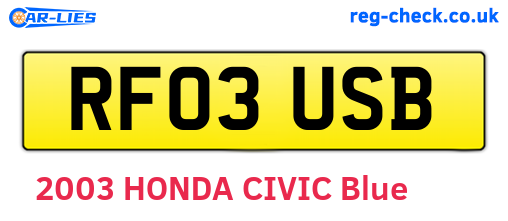 RF03USB are the vehicle registration plates.