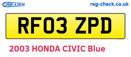 RF03ZPD are the vehicle registration plates.