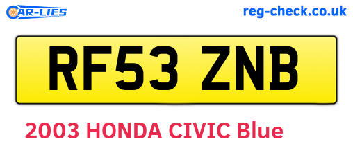 RF53ZNB are the vehicle registration plates.
