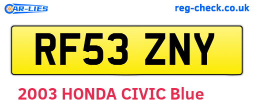 RF53ZNY are the vehicle registration plates.