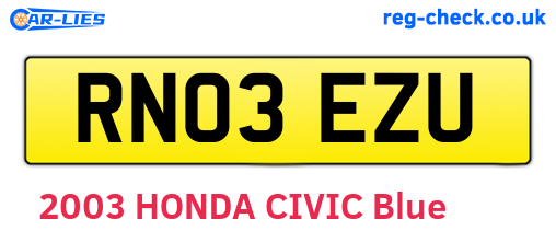 RN03EZU are the vehicle registration plates.