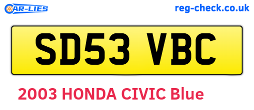 SD53VBC are the vehicle registration plates.