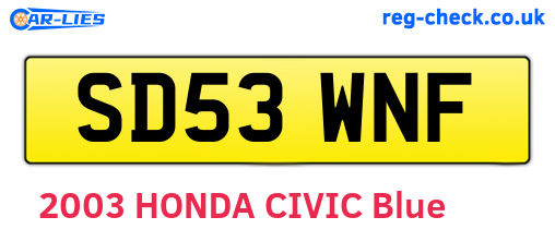 SD53WNF are the vehicle registration plates.