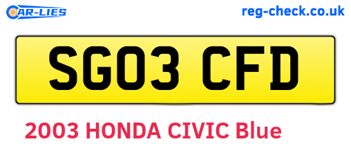 SG03CFD are the vehicle registration plates.