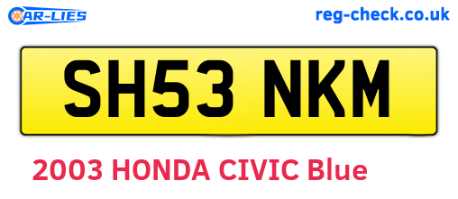 SH53NKM are the vehicle registration plates.