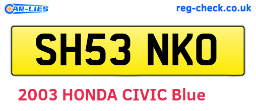 SH53NKO are the vehicle registration plates.