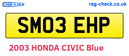 SM03EHP are the vehicle registration plates.
