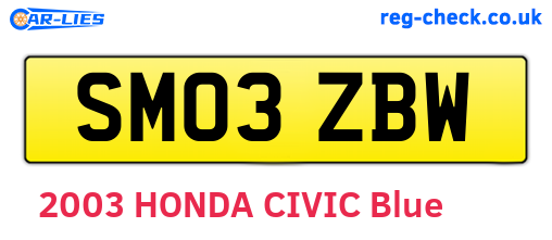 SM03ZBW are the vehicle registration plates.