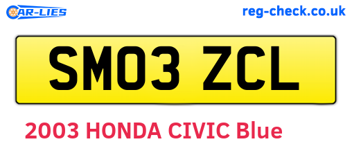SM03ZCL are the vehicle registration plates.
